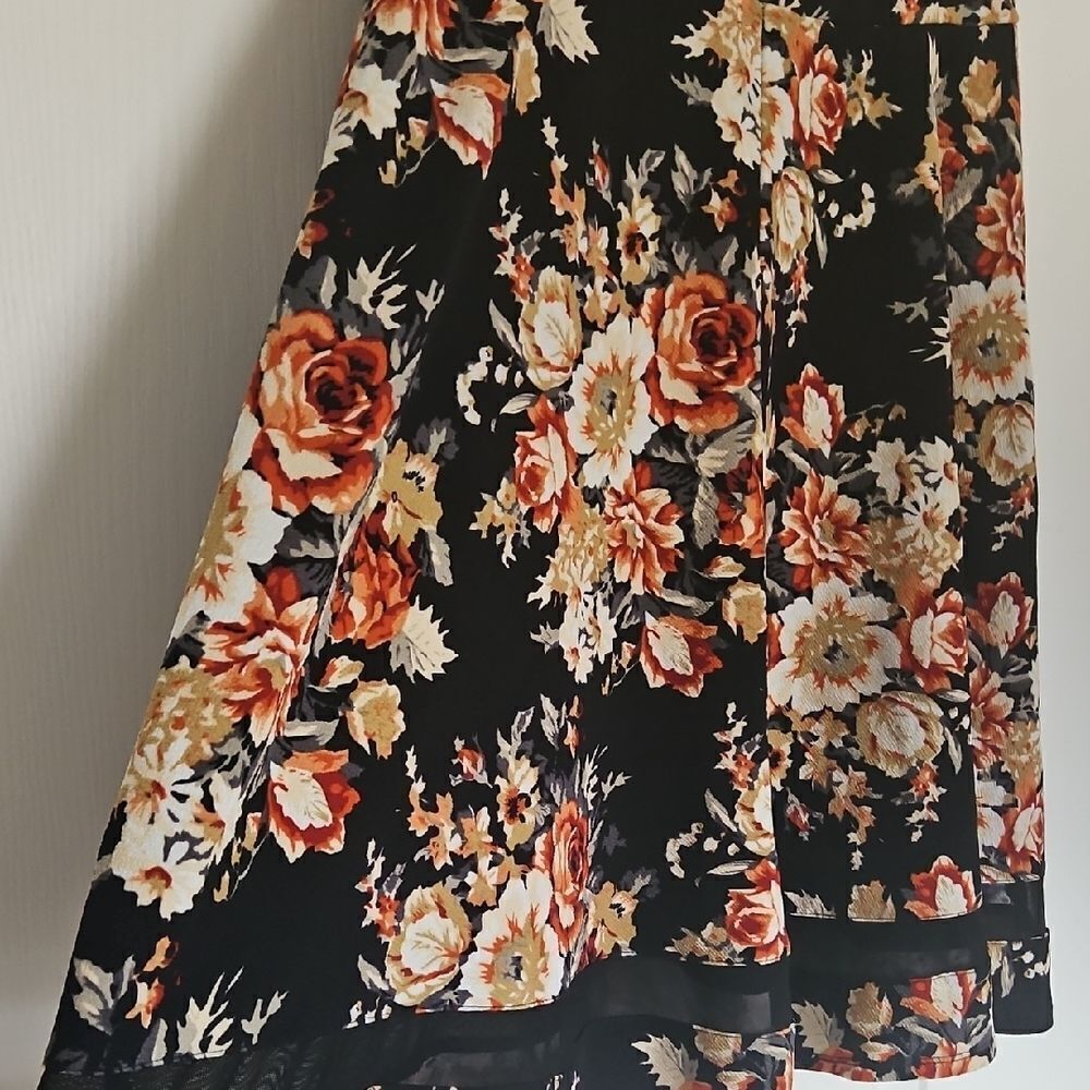 Faith and Joy Orange Black A-Line Skirt Casual Resort Wear - Picture 5 of 16